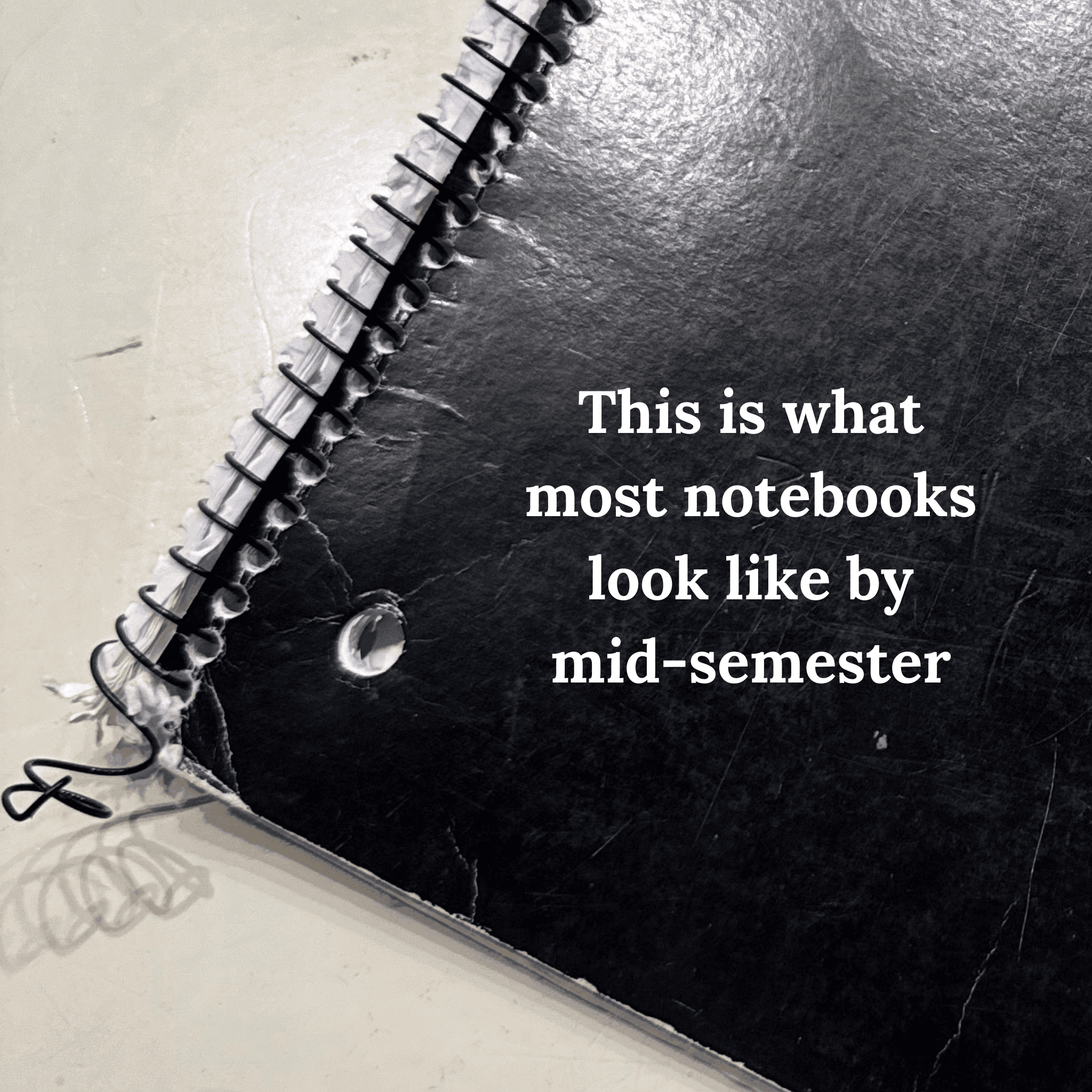 A wrecked notebook by mid-semester